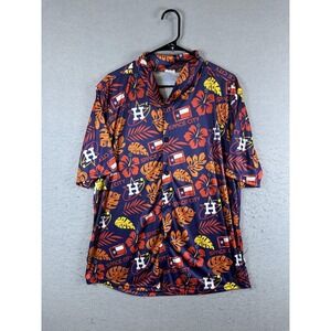 Houston Astros Shirt Mens XL Blue MLB Baseball Space City Hawaiian Button‎ Up